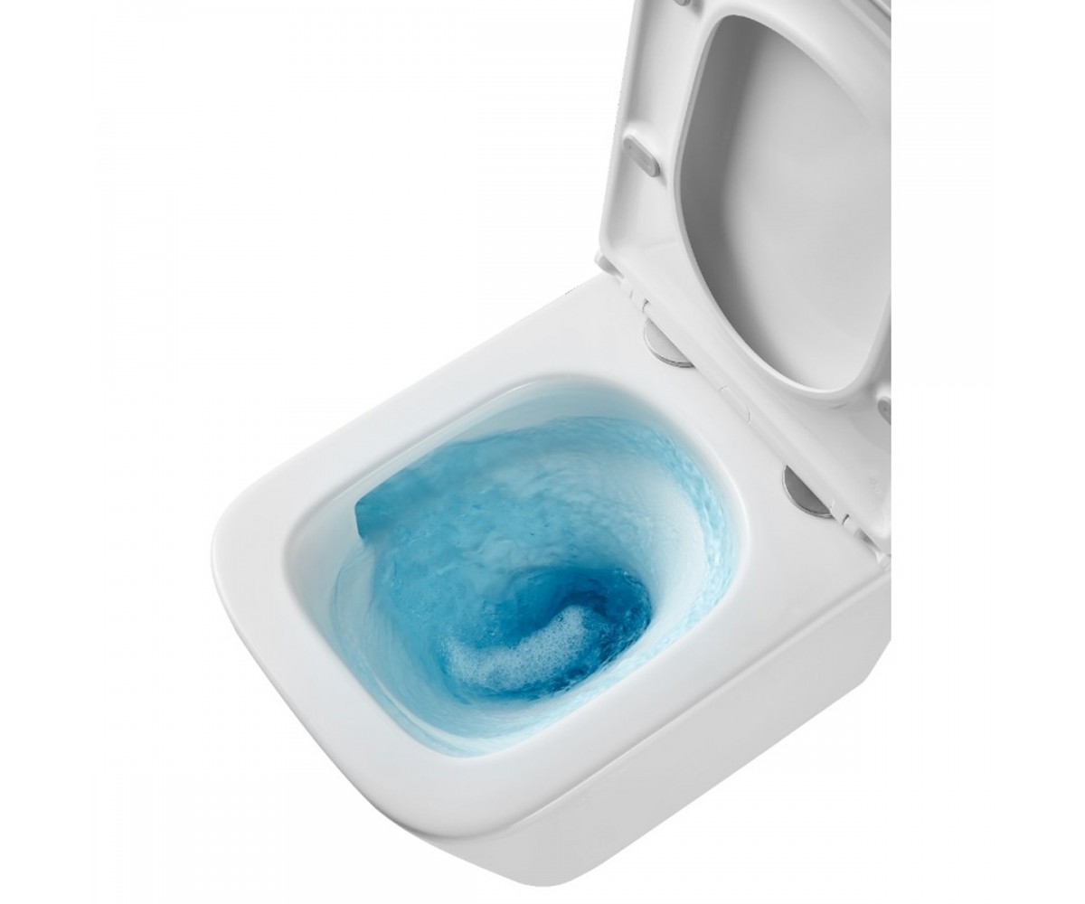 DFL0520111W Flow square підвісний безобідковий унітаз з кришкою soft-close, Vortex Flush, білий глянець (1 сорт)  DFL0520111W:Фо