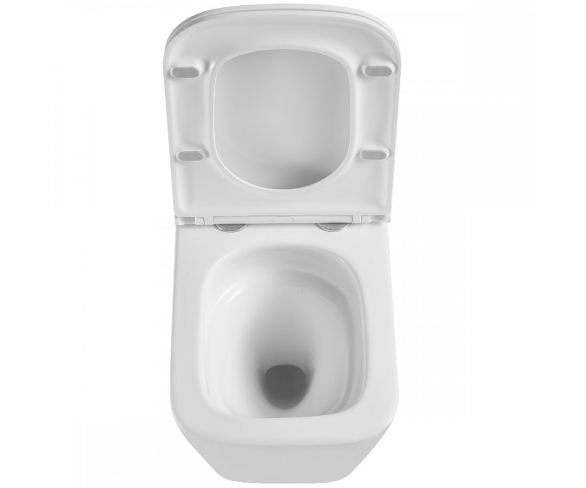 DFL0520111W Flow square підвісний безобідковий унітаз з кришкою soft-close, Vortex Flush, білий глянець (1 сорт)  DFL0520111W:Фо