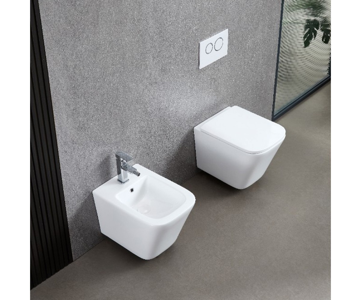 DFL0520400W Flow square біде 485x345x330мм з отвором під змішувач, білий глянець (1 сорт)  DFL0520400W:Фото 5