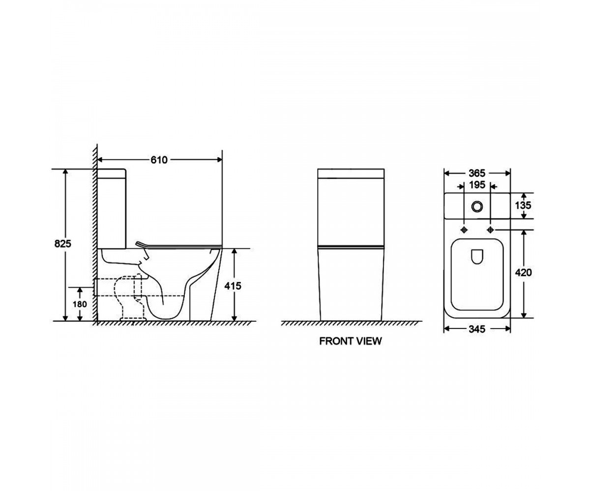 DFL2170211W Flow square компакт 610x365x825мм з кришкою soft-close, Vortex Flush, білий глянець (1 сорт)  DFL2170211W:Фото 2