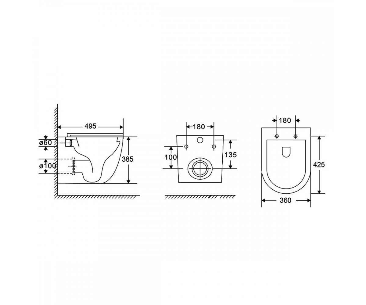 DUN0930111W Unda унітаз підвісний 495x360x390mm з кришкою soft-close, Vortex Flush, білий глянець (1 сорт)  DUN0930111W:Фото 5