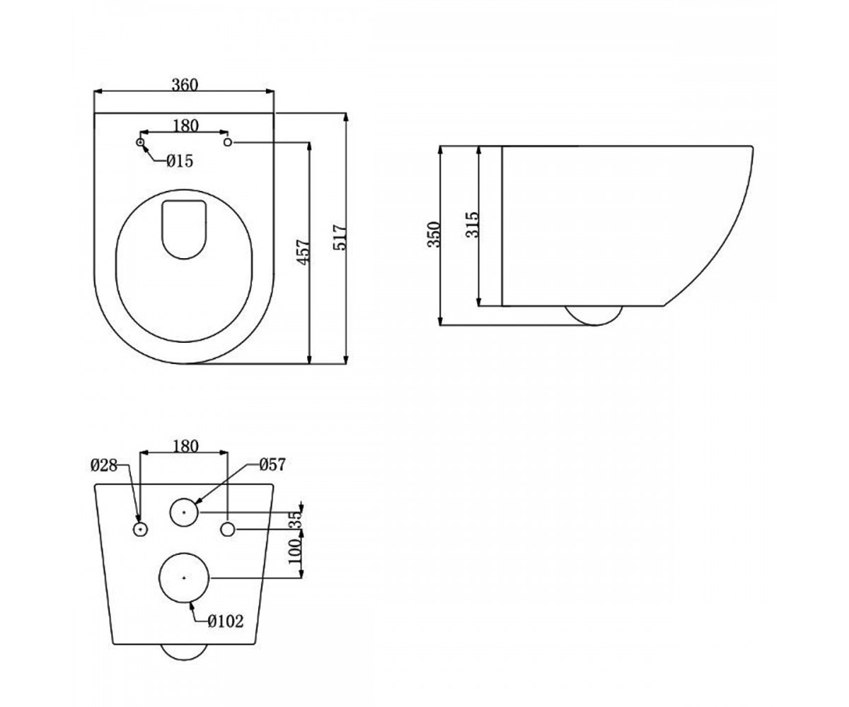 DUN30201111W Universal підвісний безобідковий унітаз з кришкою soft-close та Vortex Flush, білий (1 сорт)  UNIVERSAL DUN30201111