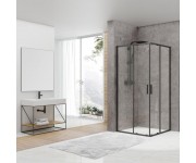 FEN2140B ART 2.0 Кабіна душова, квадратна, розсувна, колір - чорний матовий, 900*900, без піддона, скло прозоре (1 сорт) DEVIT  FEN2140B