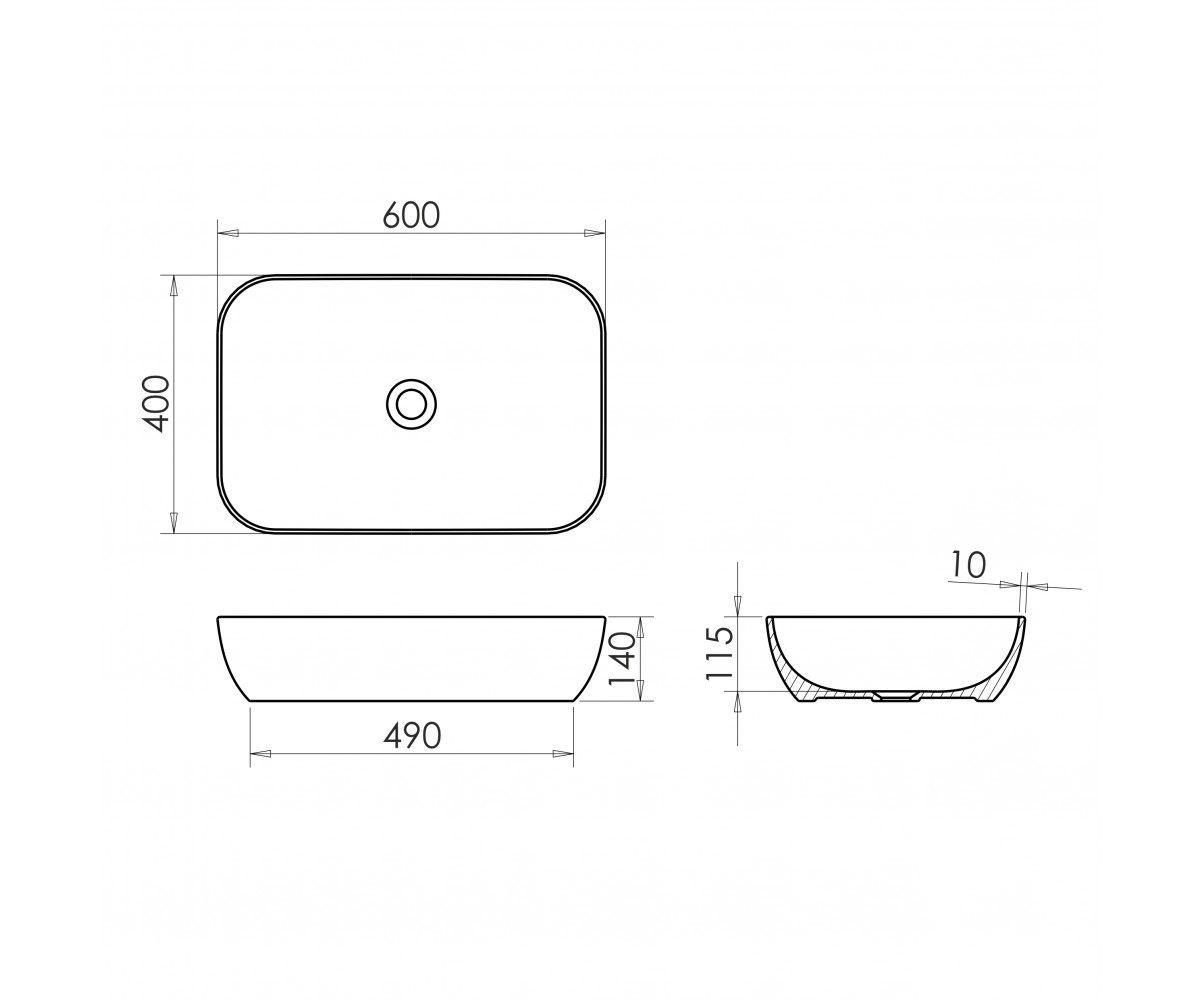 Раковина  DM2F004WH:Чертеж 