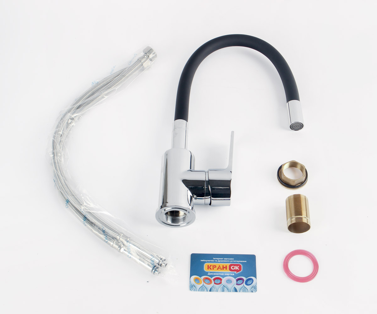 Кухонный смеситель  BLITZ DBC-203 LR CHROM-BLACK:Фото 2