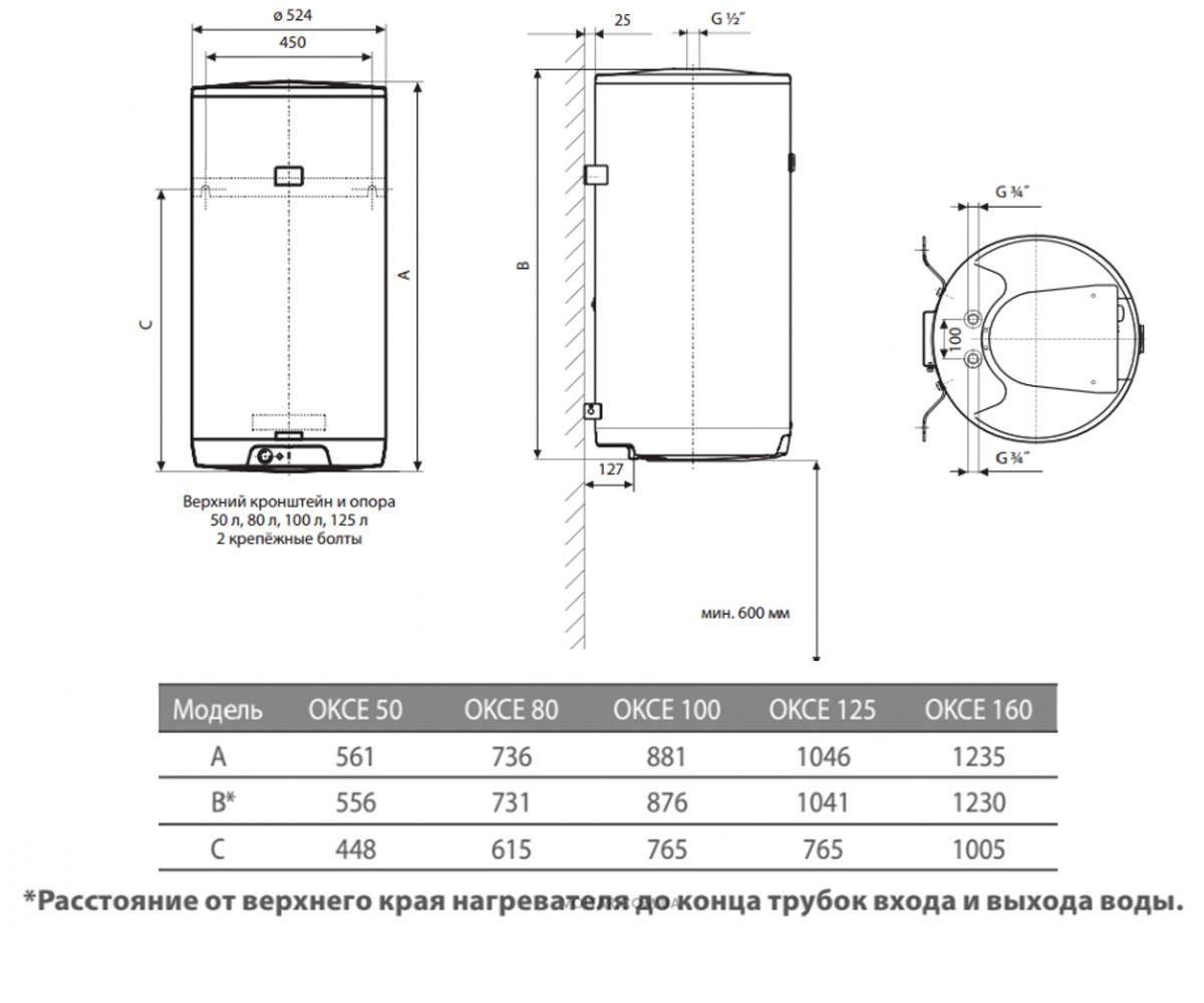 Водонагреватель электрический 80 л  OKCE 80 110110801:Чертеж 