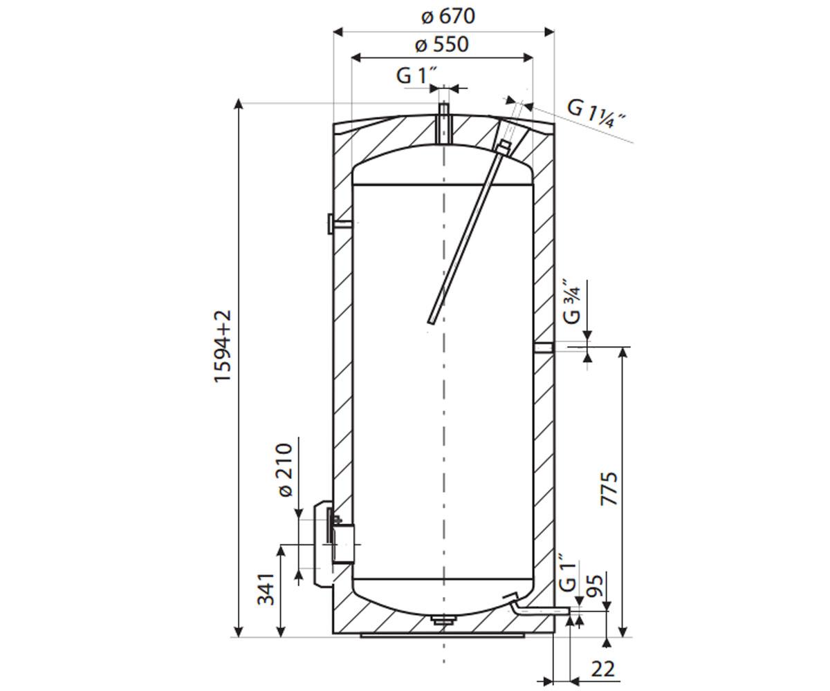 Бойлер электрический 300 л  OKCE 300 S/1 MPA 121011501:Чертеж 