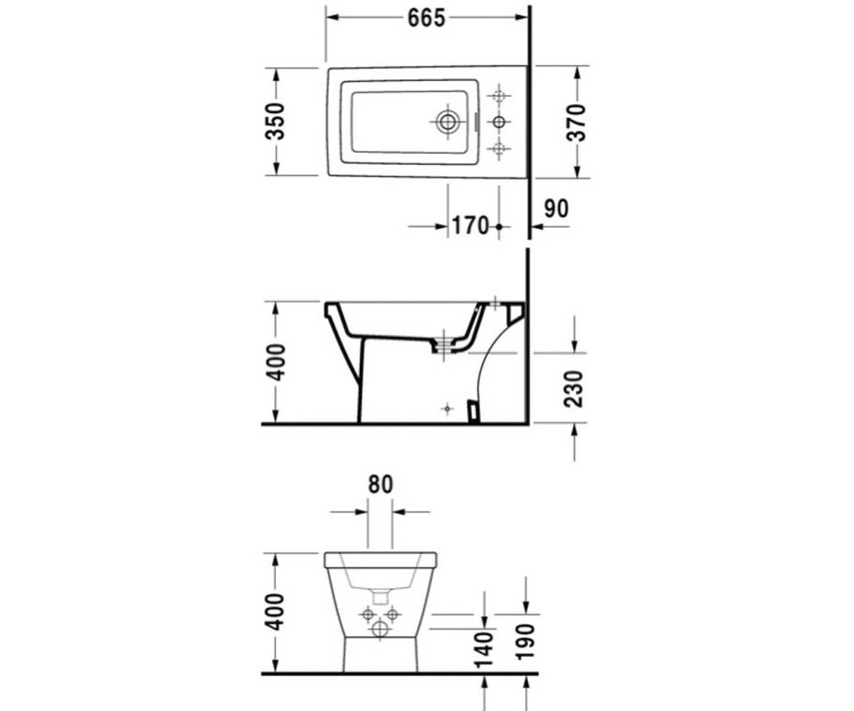 Керамическое биде  2ND FLOOR 0137100000:Чертеж 