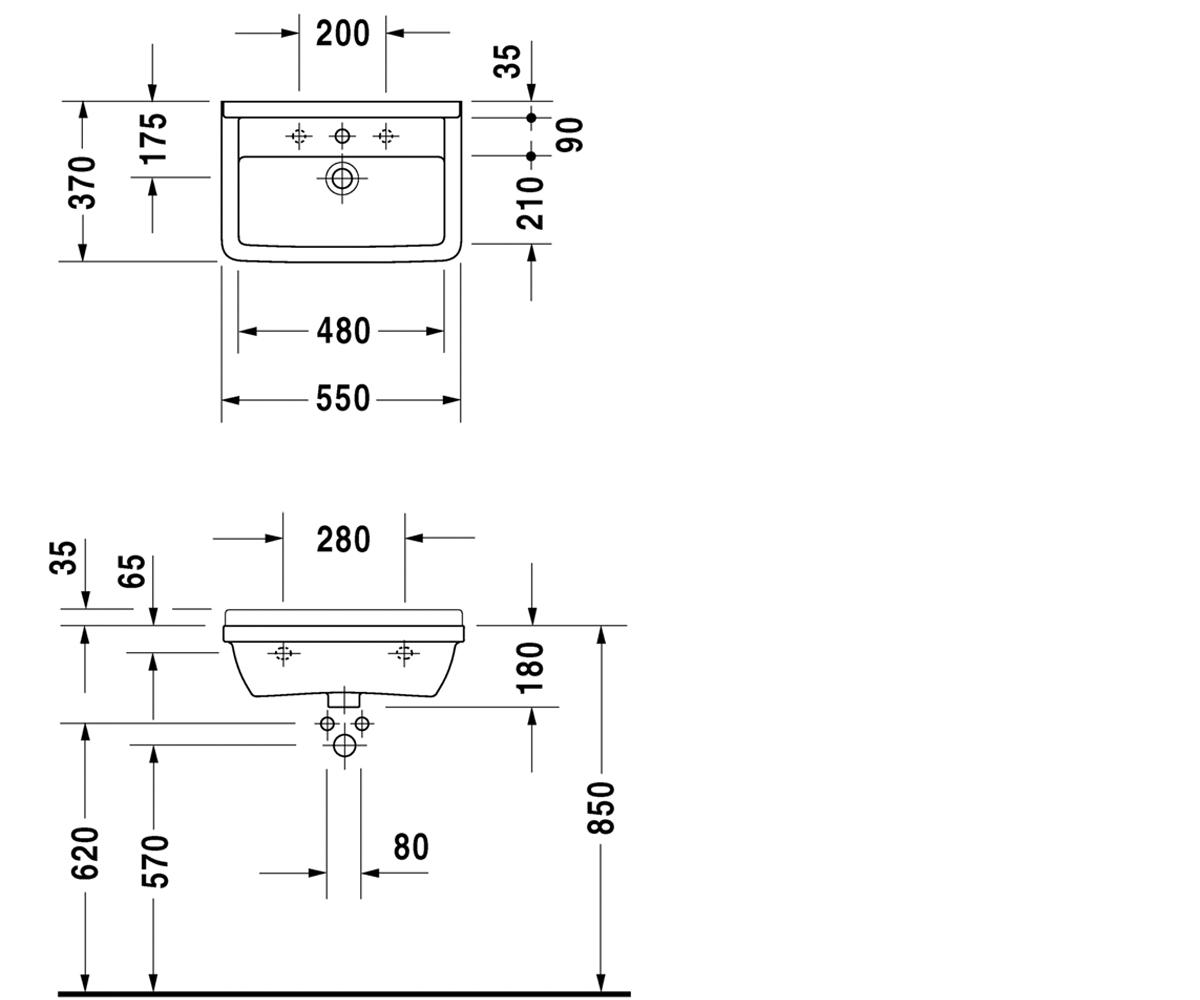 Раковина  STARCK 3 030155-00-00:Чертеж 