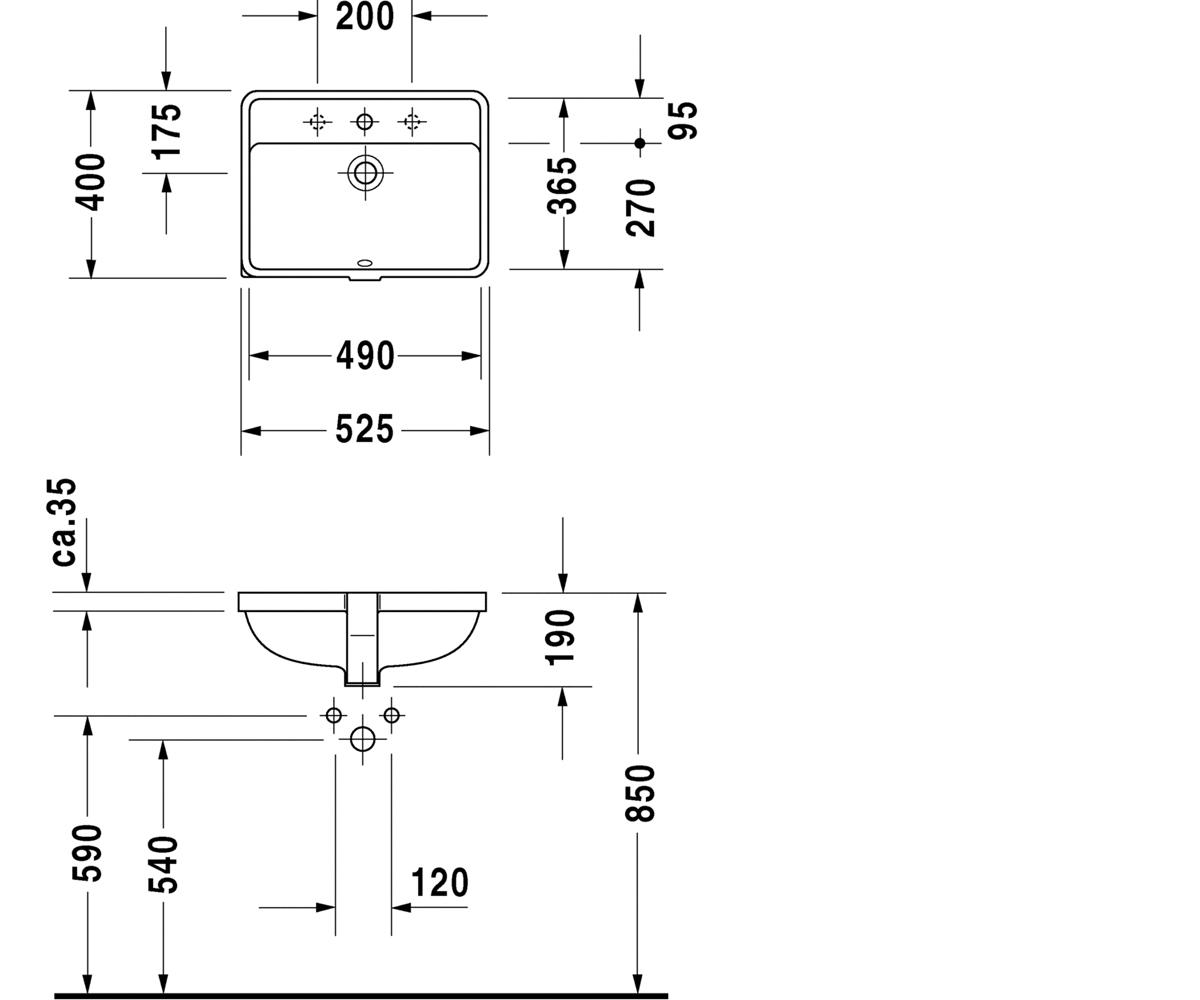 Раковина  STARCK 3 0302490000:Чертеж 
