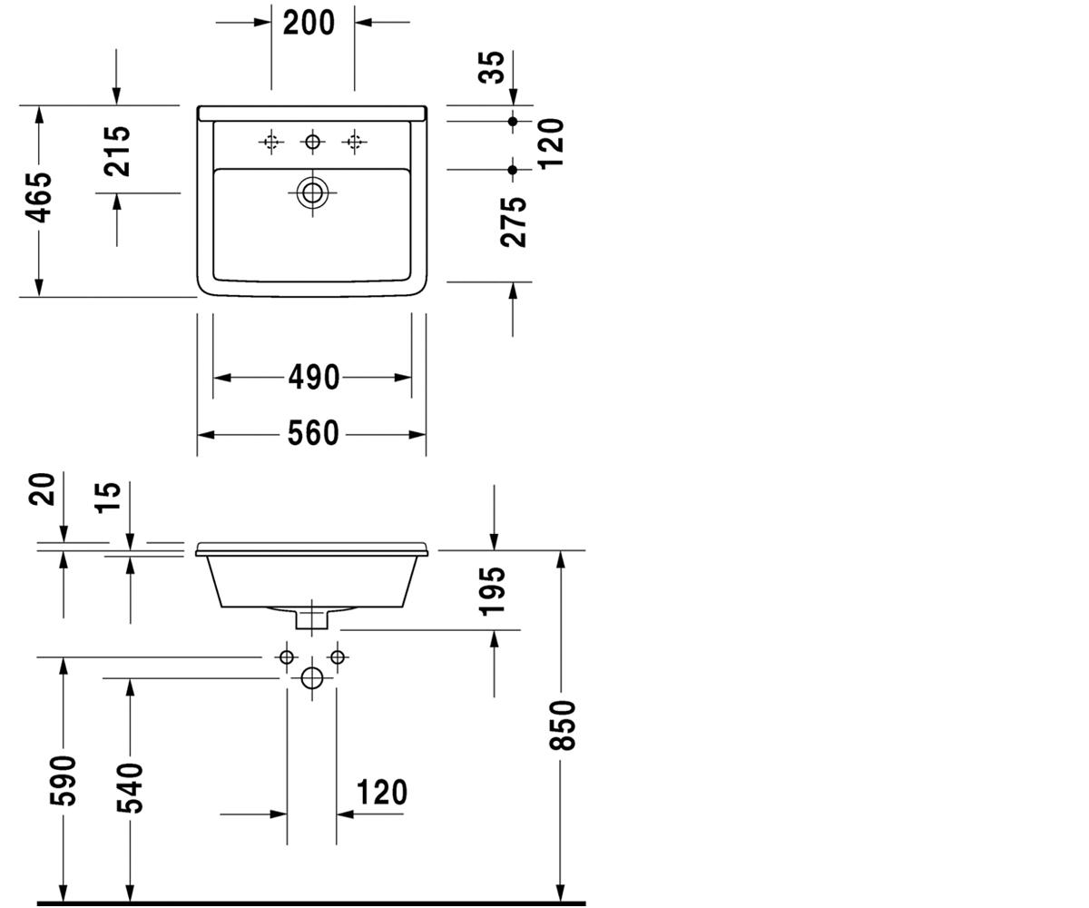Раковина  STARCK 3 0302560000:Чертеж 