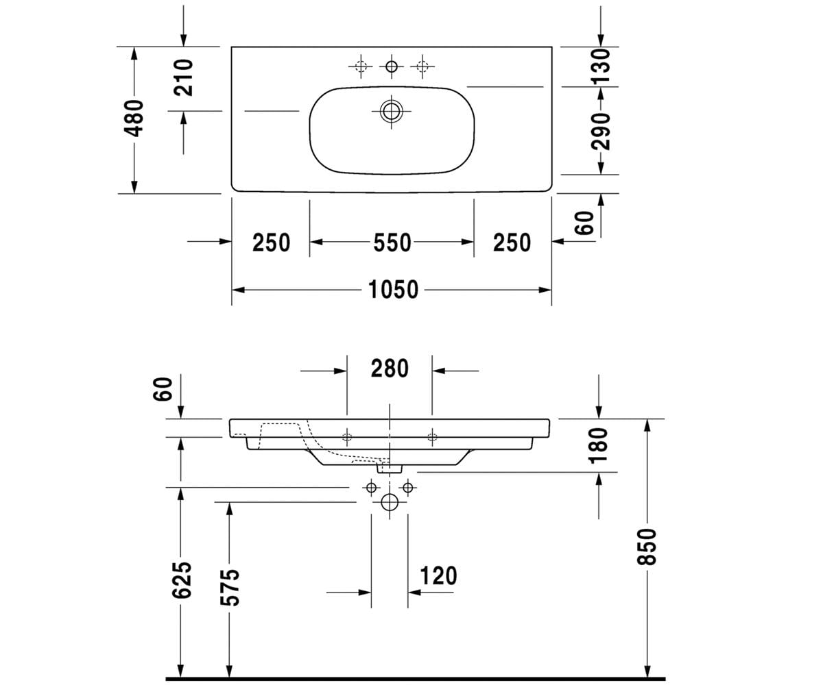Умывальник  D-CODE 03421000002:Чертеж 