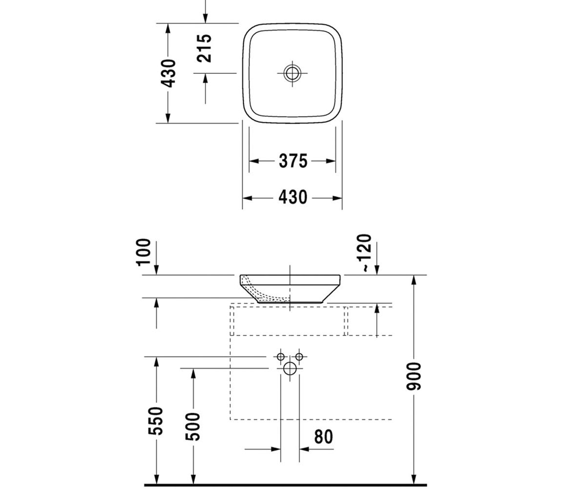 Раковина накладная  DURASTYLE 0349430000:Чертеж 