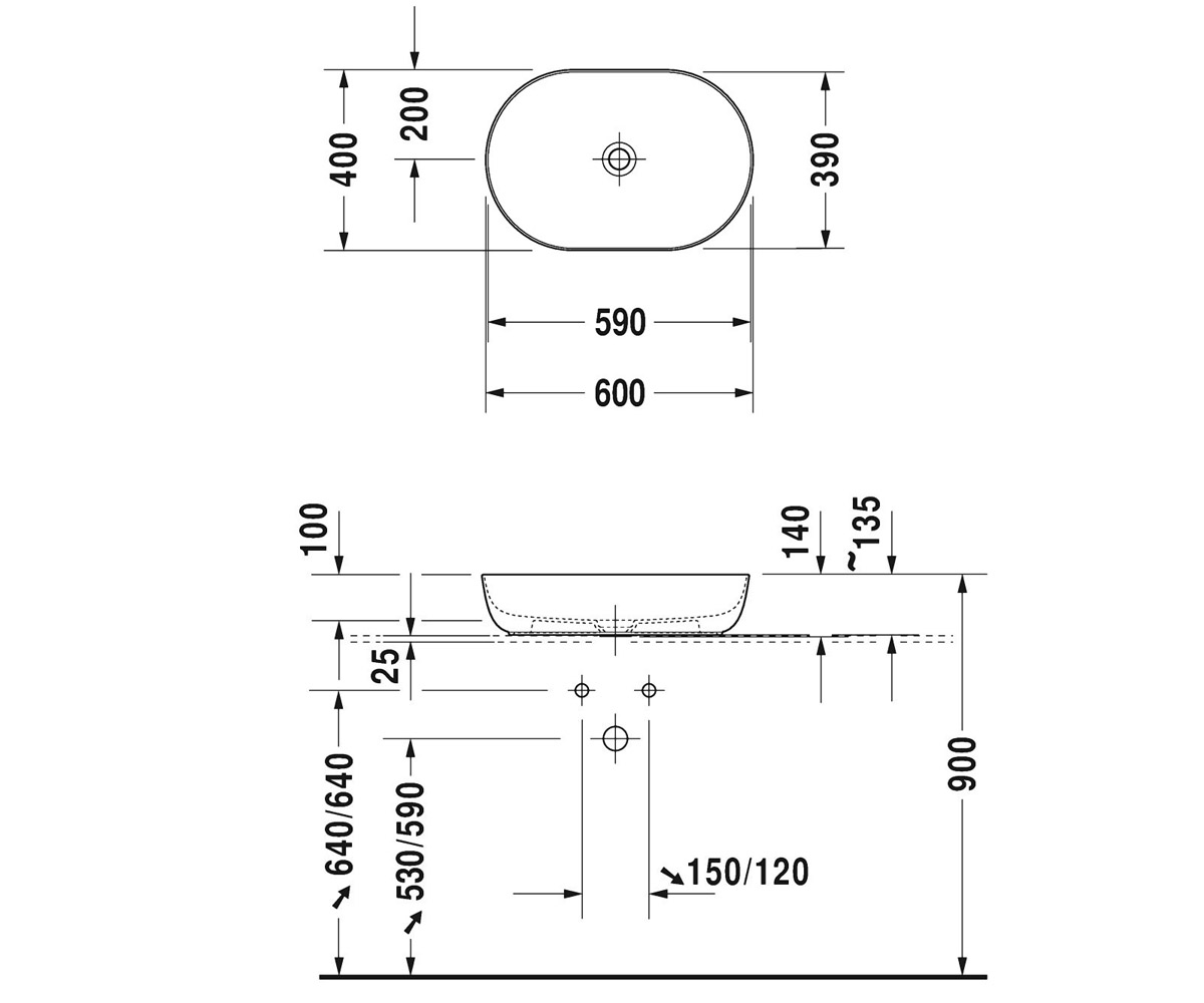 Раковина  LUV 037960-00-00:Чертеж 