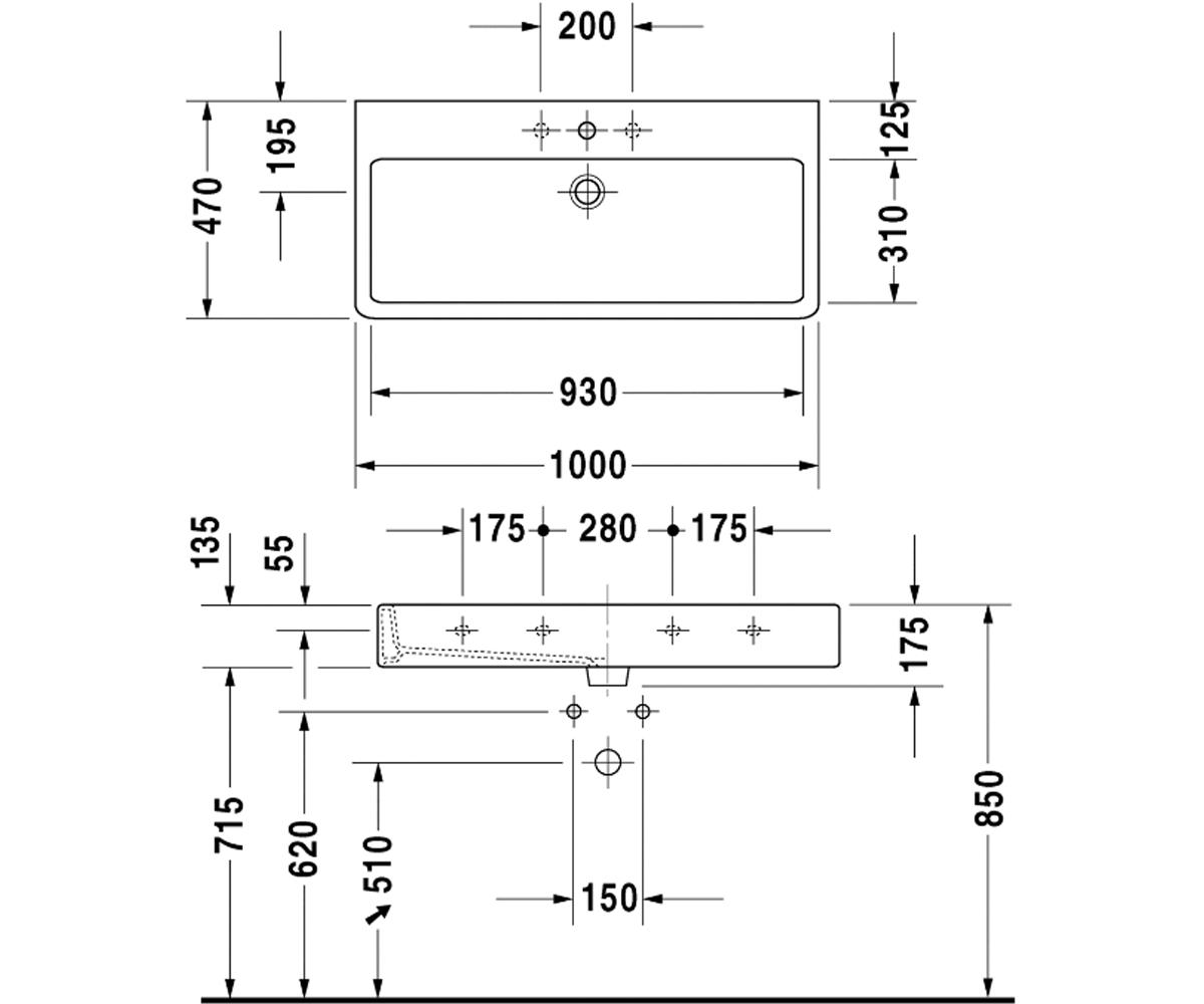 Раковина  VERO 0454100800:Чертеж 