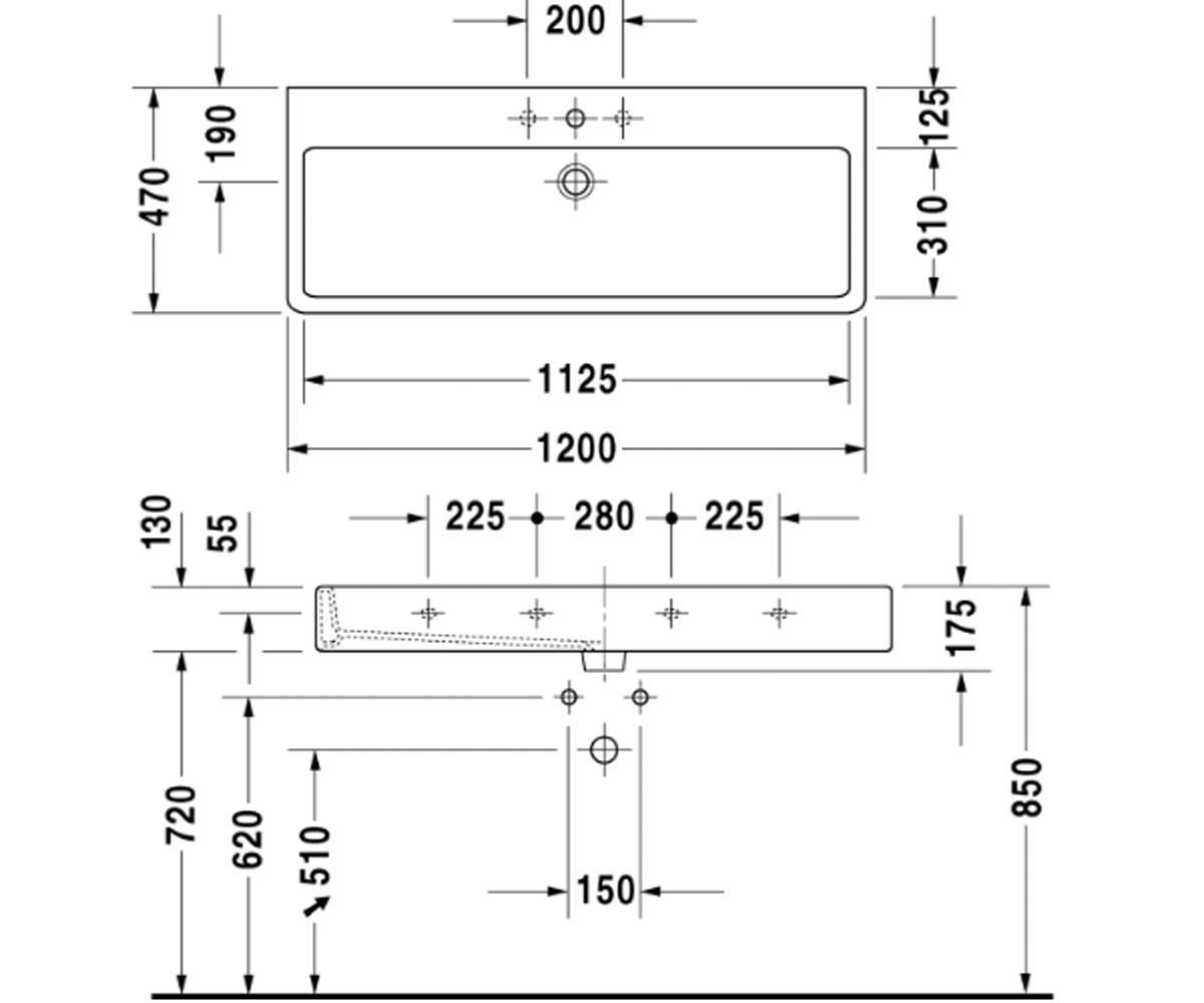 Раковина подвесная  VERO 045412-00-00:Чертеж 