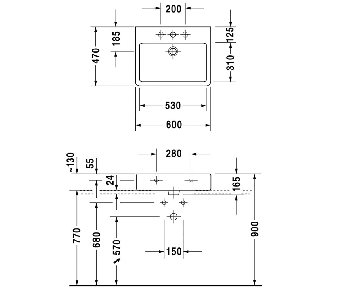 Раковина  VERO 0454600027:Чертеж 