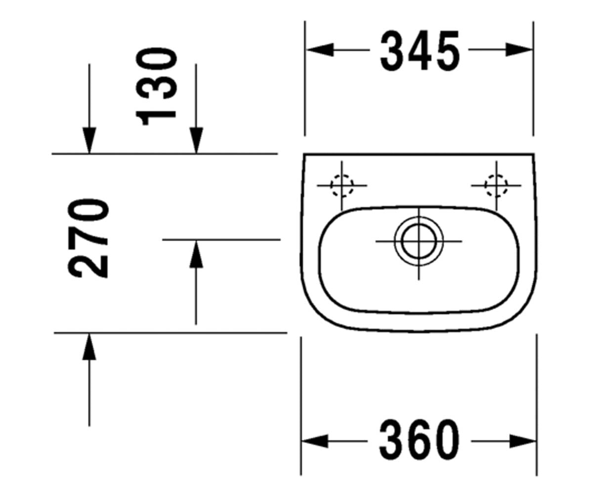 Подвесной умывальник 36 см  D-CODE 07053600002:Чертеж 