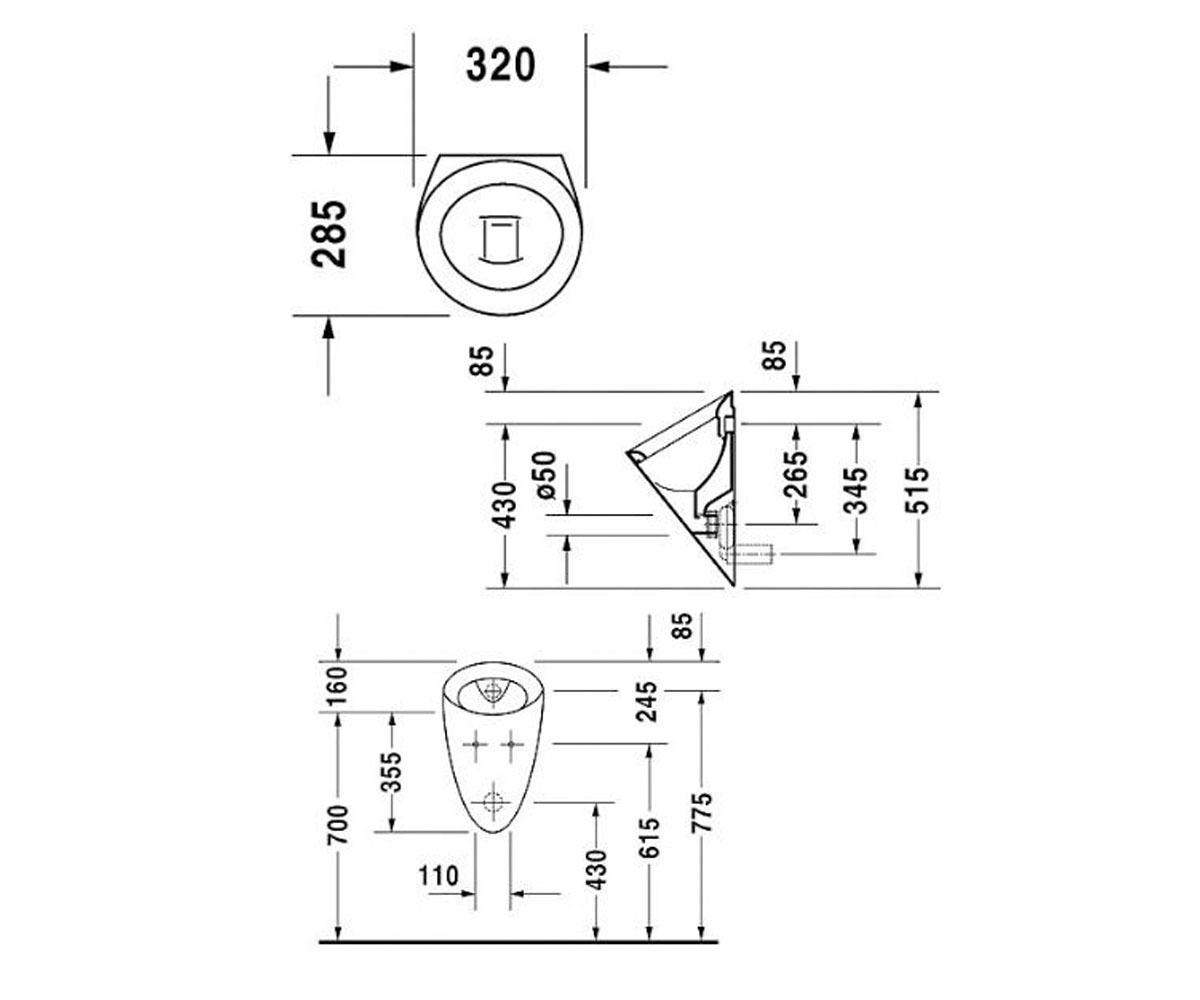 Писсуар  STARCK 1 083432-00-00:Чертеж 
