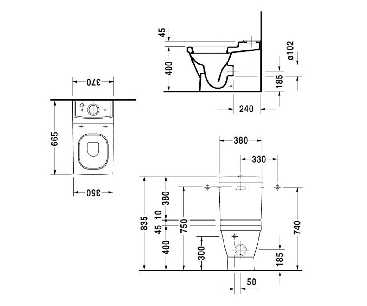 Чаша унитаза без бачка  2ND FLOOR 2106090000:Чертеж 