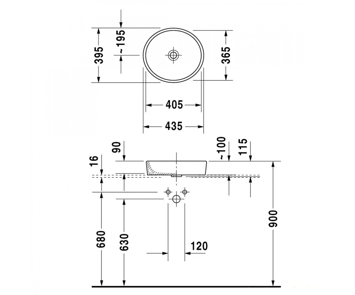 Раковина-чаша  STARCK 2 232144-00-00:Чертеж 