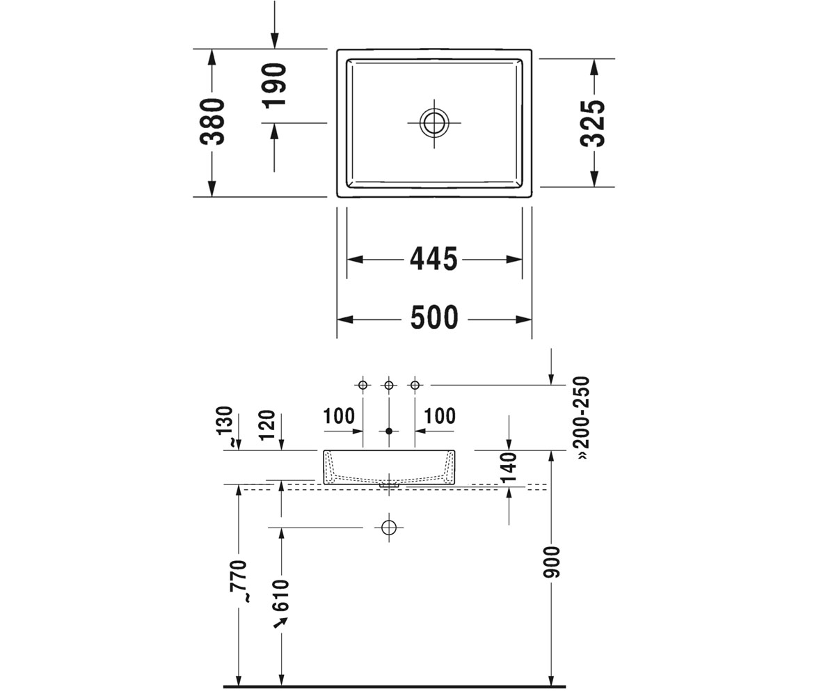 Накладная раковина 50 см  VERO AIR 2351500000:Чертеж 