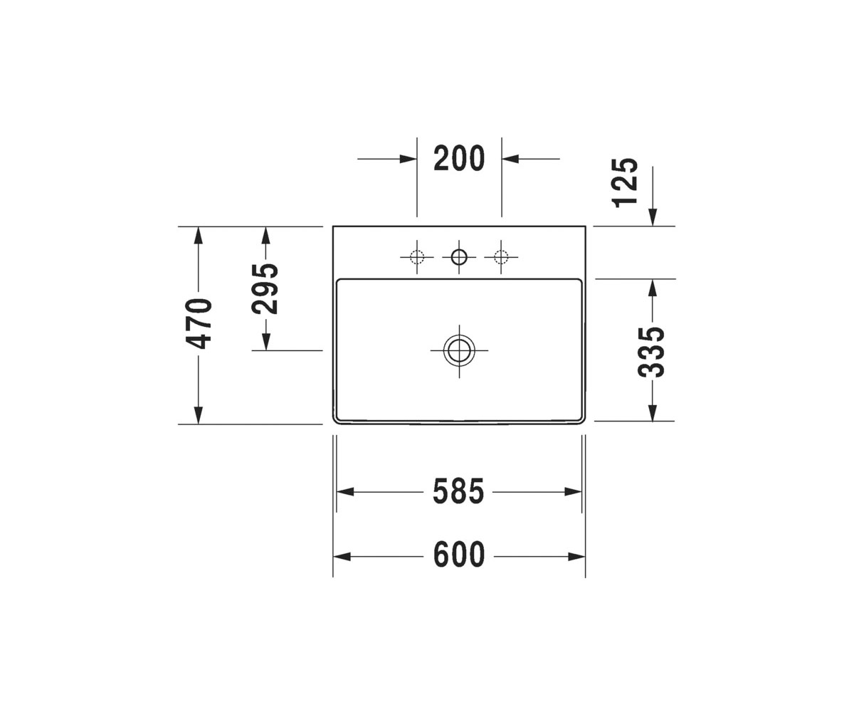 Раковина накладная  DURASQUARE 2353600071:Чертеж 