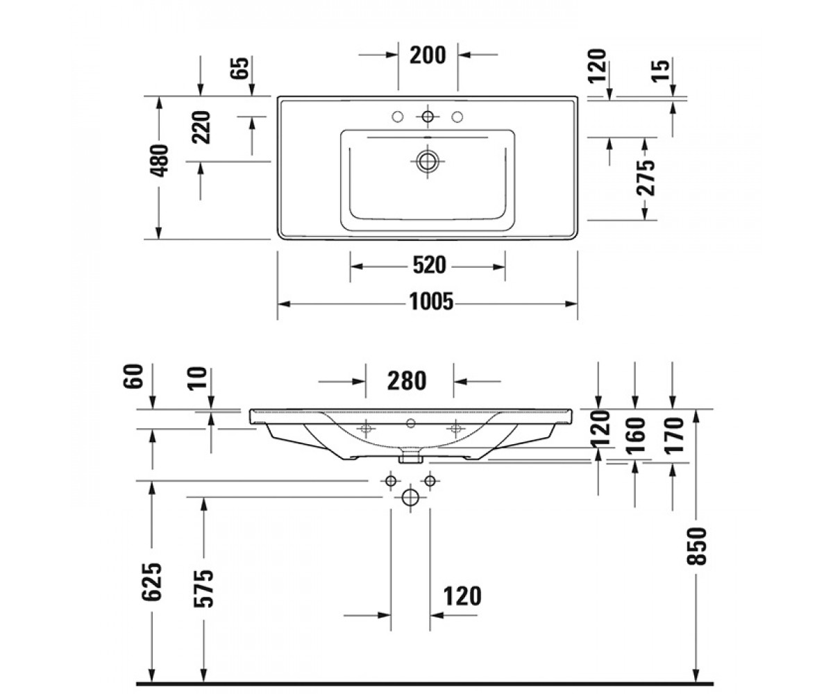 Раковина в ванную  D-NEO 2367100000:Чертеж 