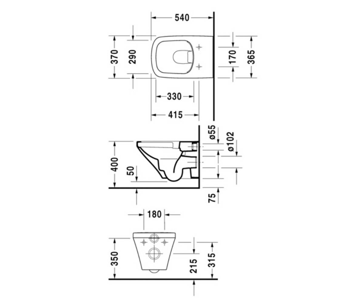 Безободковый унитаз  SENSOWASH 2542590000:Чертеж 