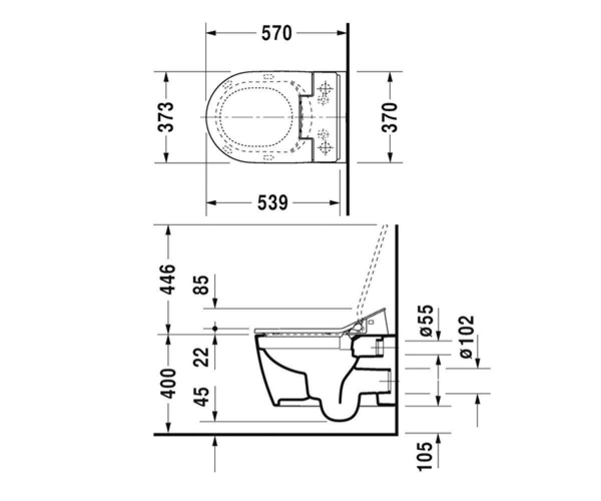 Унитаз без крышки  P3 COMFORTS 2561590000:Чертеж 