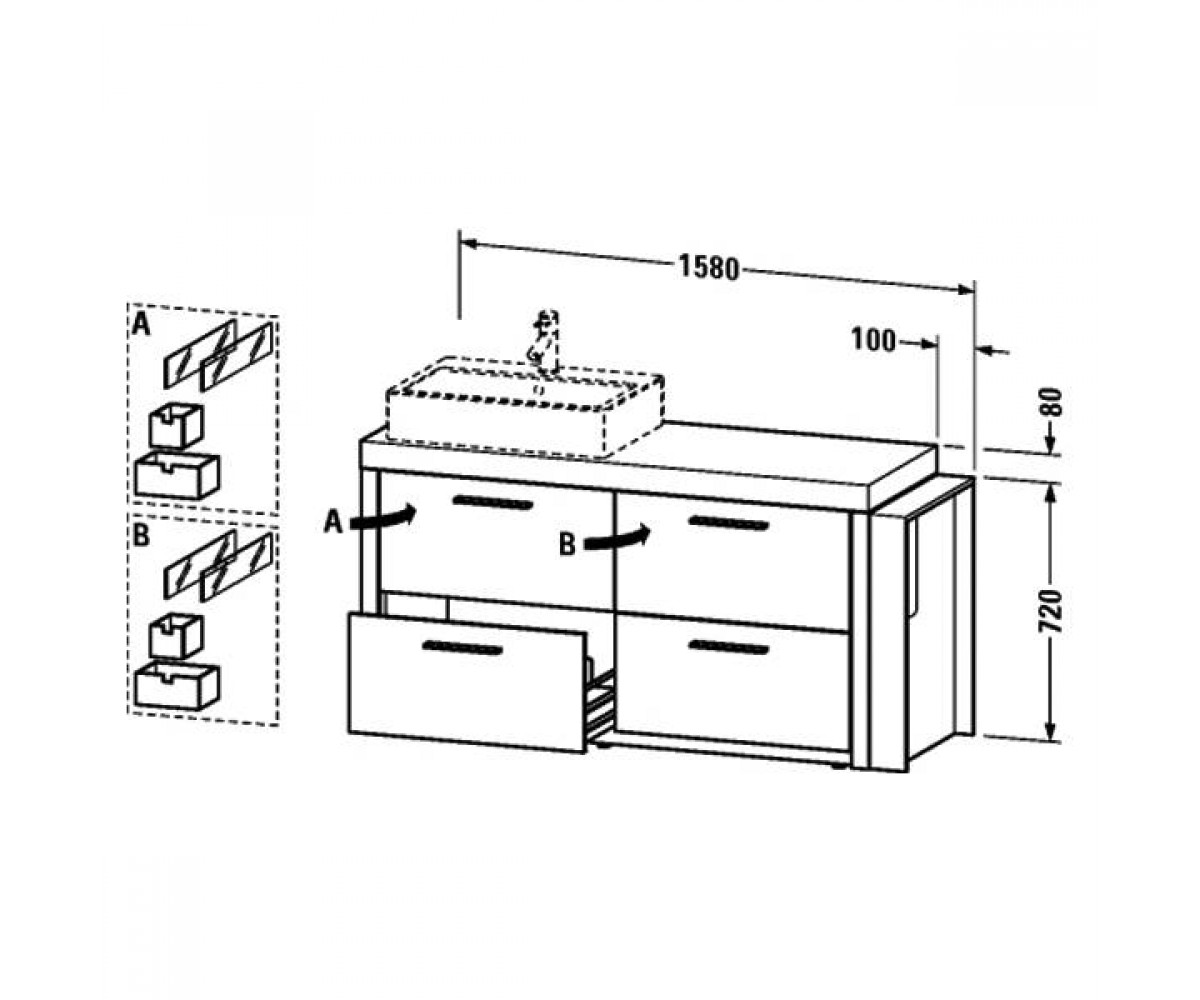 Тумба для раковины  2ND FLOOR 2F6426L-59-59:Чертеж 