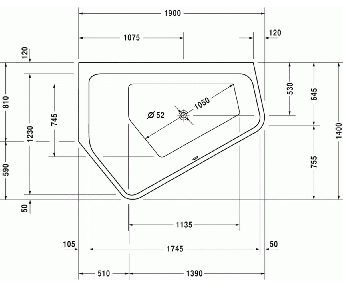 Ванна левосторонняя  PAIOVA 700396000000000:Чертеж 