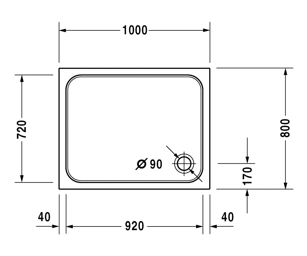 Поддон прямоугольный 100х80 см  D-CODE 720106000000000:Чертеж 