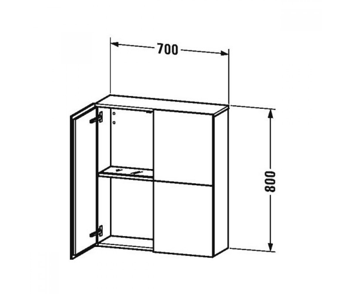 Шкафчик подвесной распашной  L-CUBE LC11670-52-52:Чертеж 