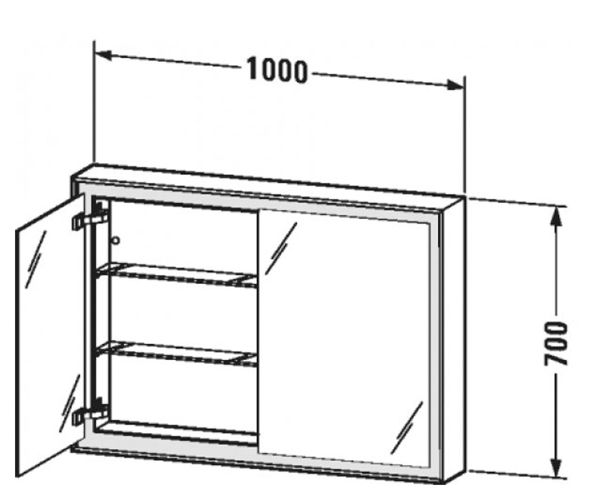 Шкаф зеркальный  L-CUBE LC75520-00-00:Чертеж 