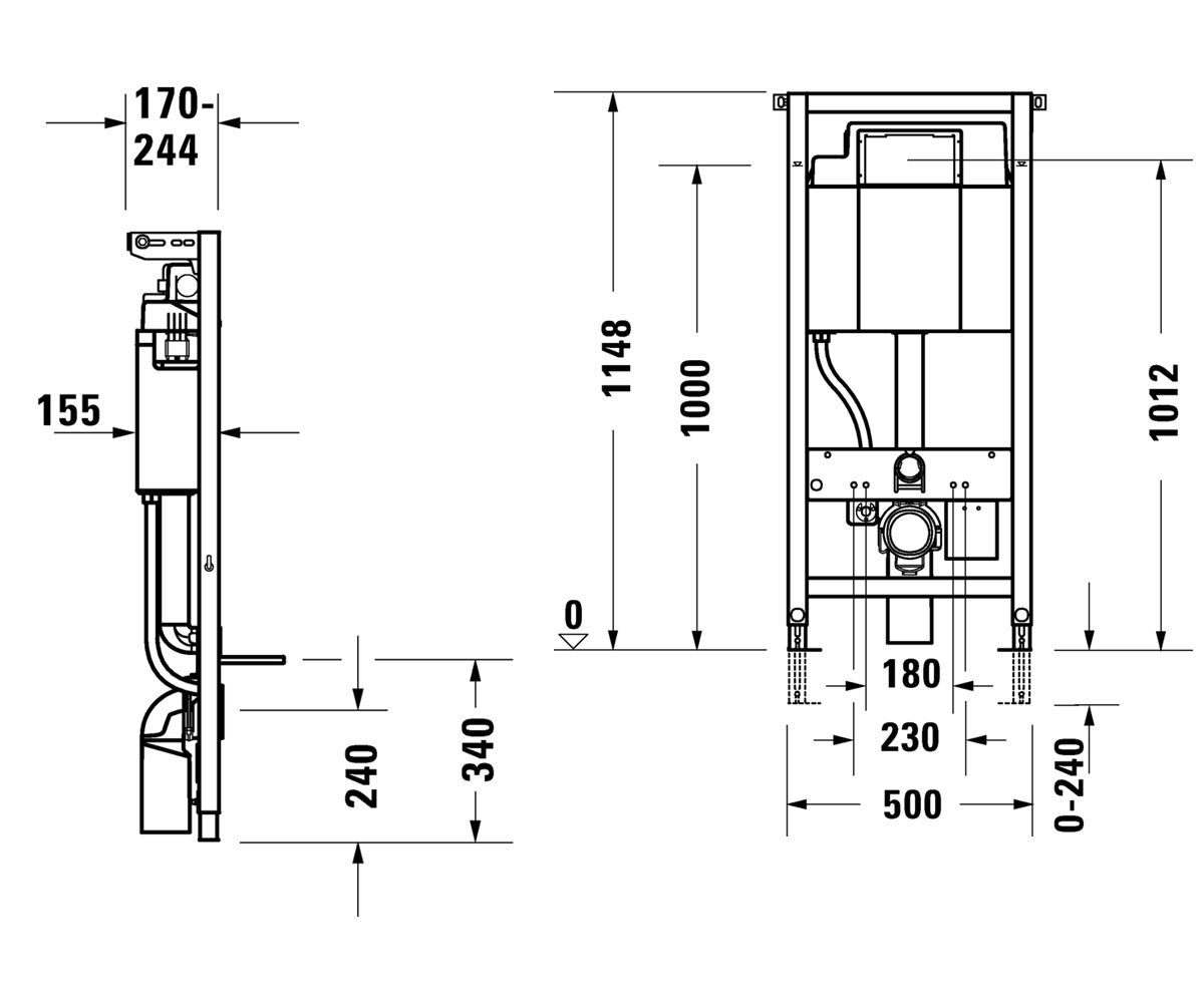 Инсталляция для унитаза  DURASYSTEM WD1003000000:Чертеж 