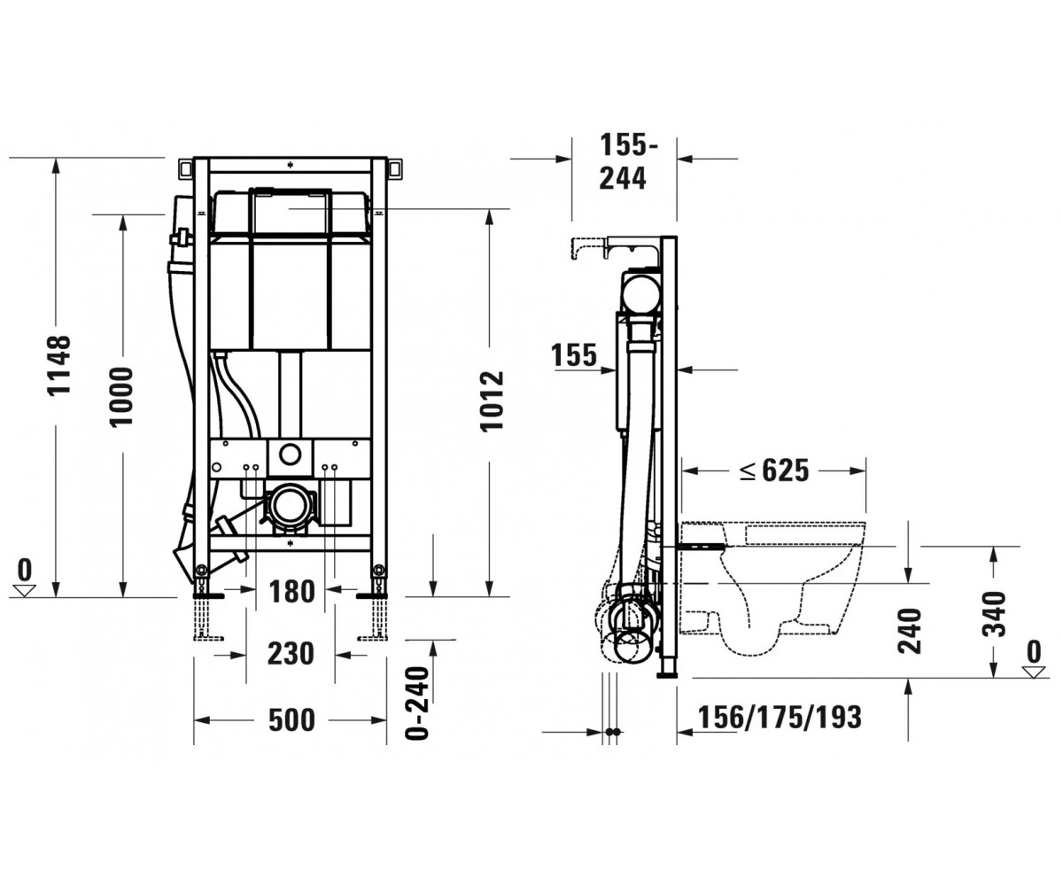 Инсталляция для унитаза  DURASYSTEM WD1014000000:Чертеж 