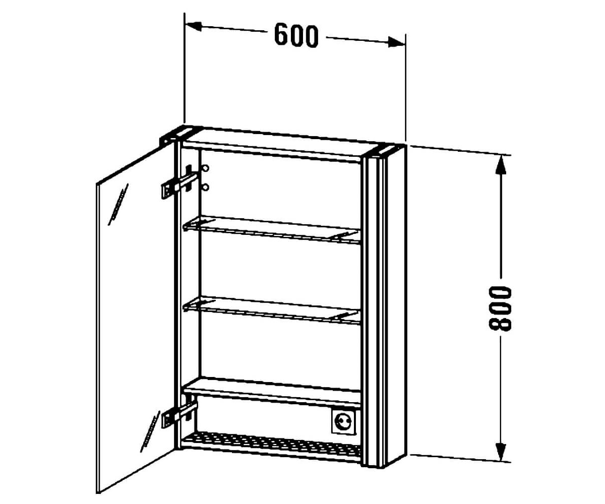 Шкаф левосторонний 60 см  XSQUARE XS7111L2222:Чертеж 