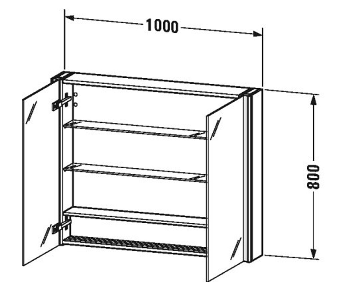 Шкаф зеркальный 100 см  XSQUARE XS711302222:Чертеж 