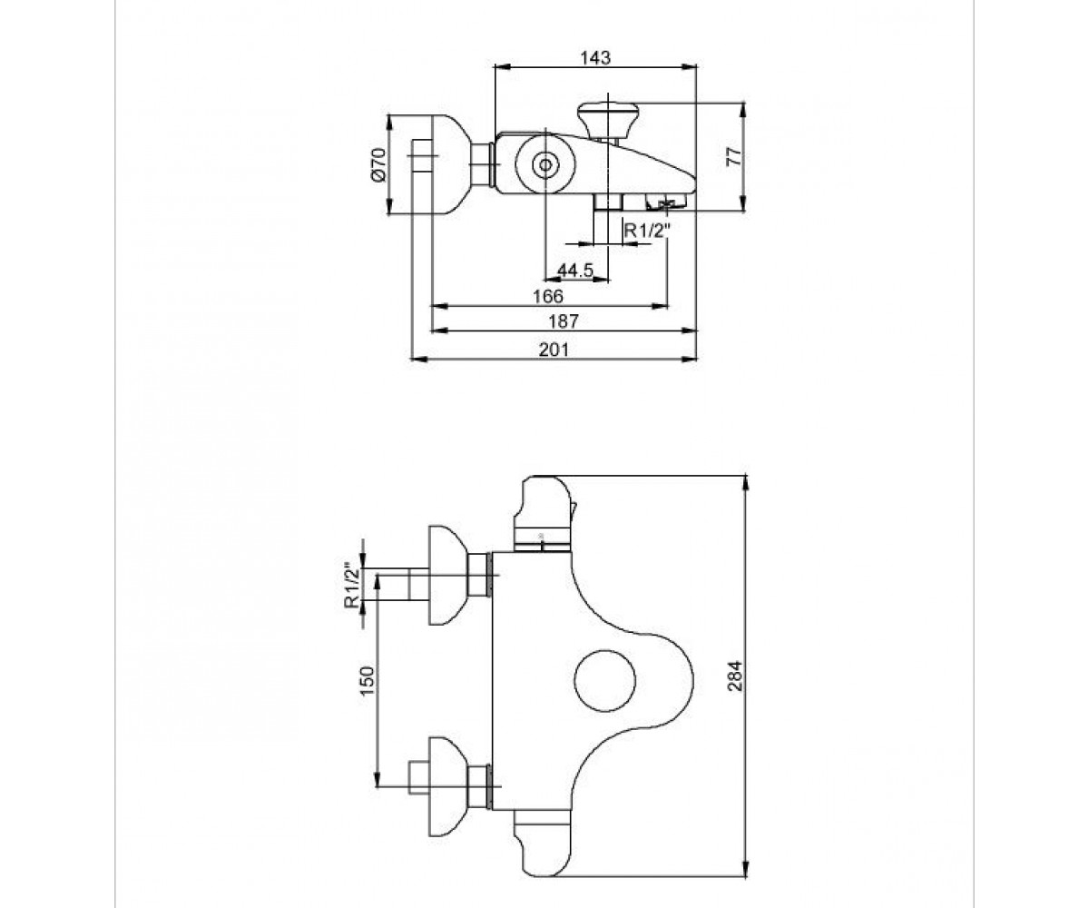 Смеситель для ванны  THERMOSTATIC М 660 102102267:Чертеж 