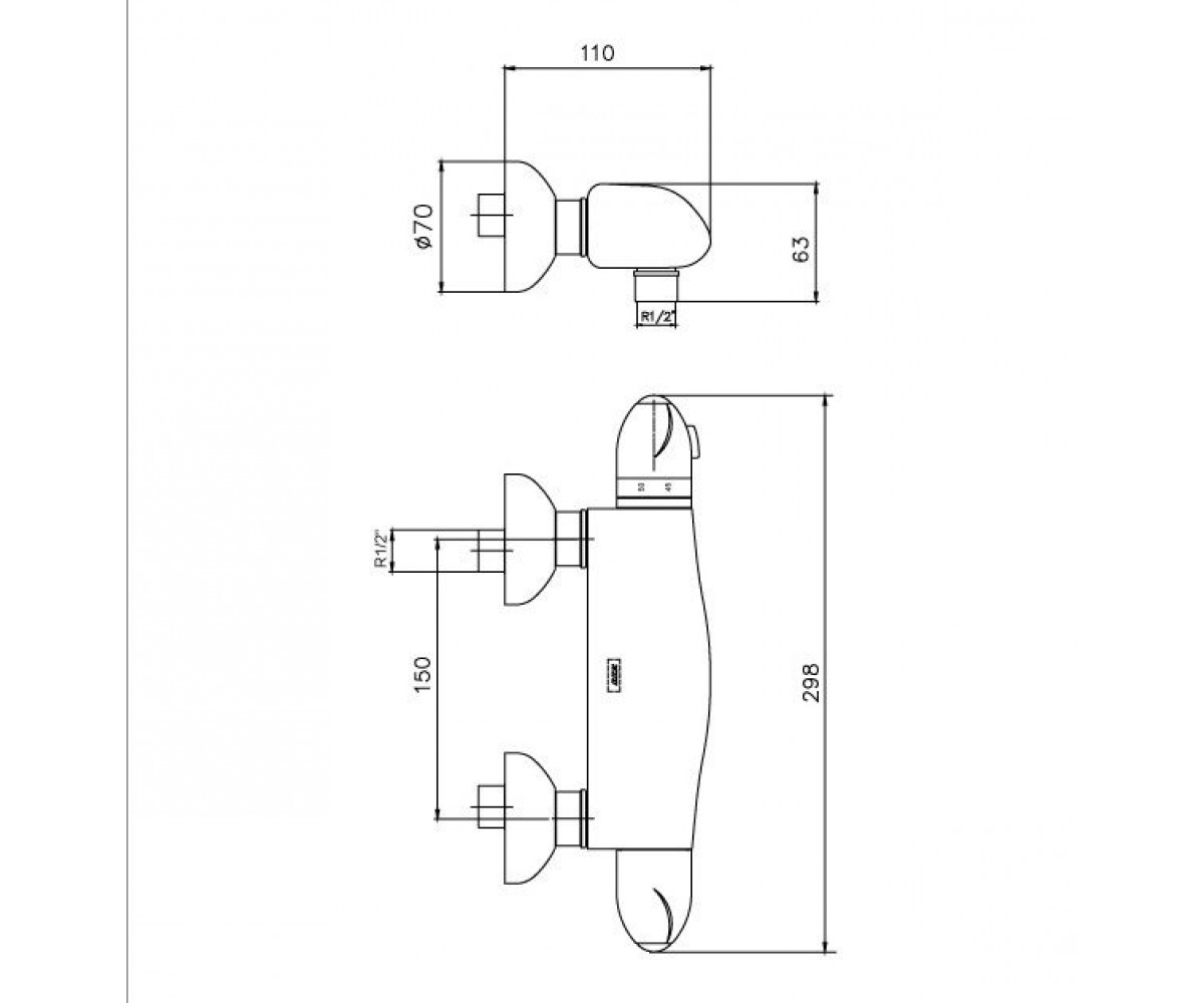 Смеситель для душа  THERMOSTATIC М 667 102102268:Чертеж 
