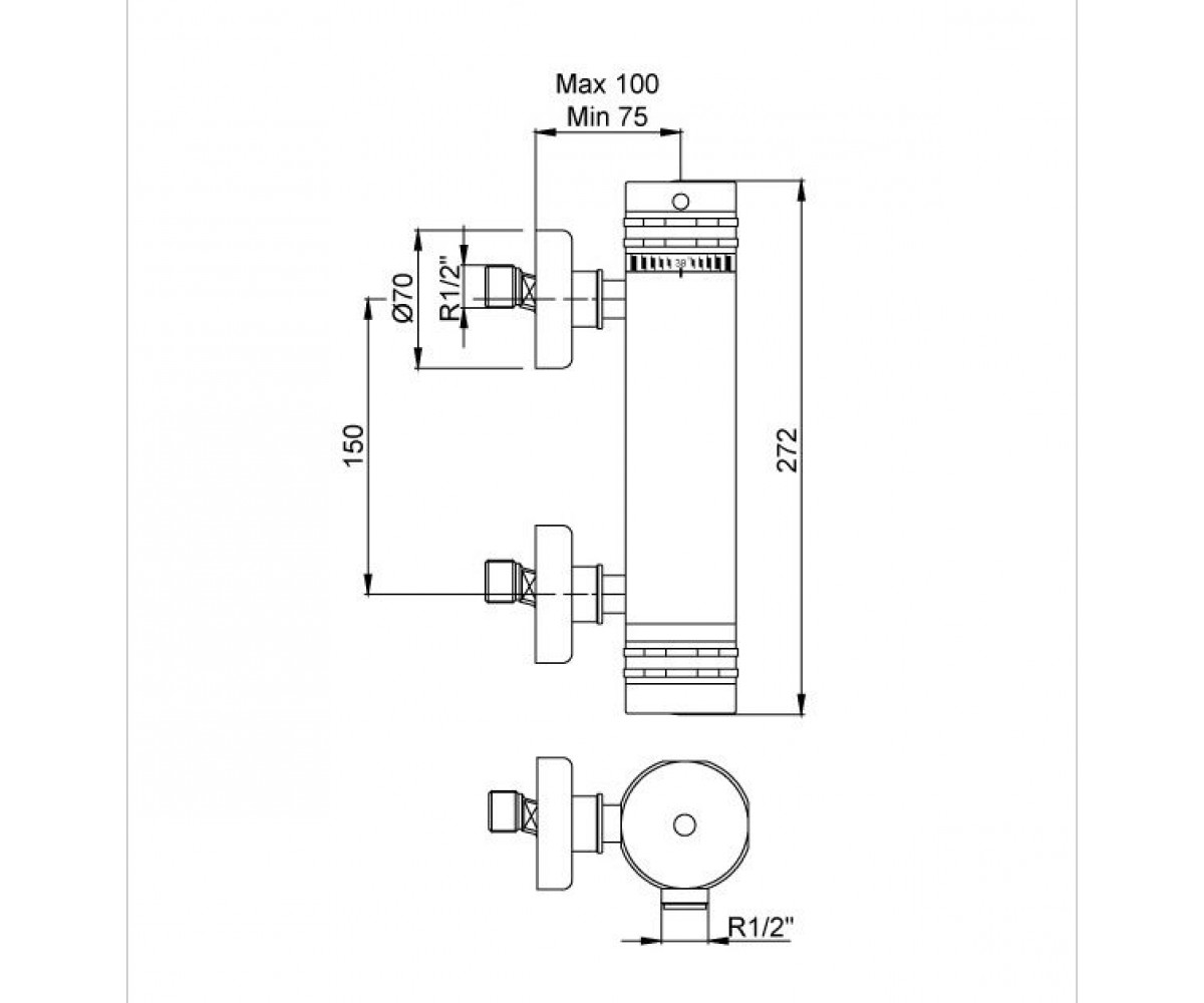 Термостатический смеситель для душа  THERMOSTATIC М 665 102102269:Чертеж 