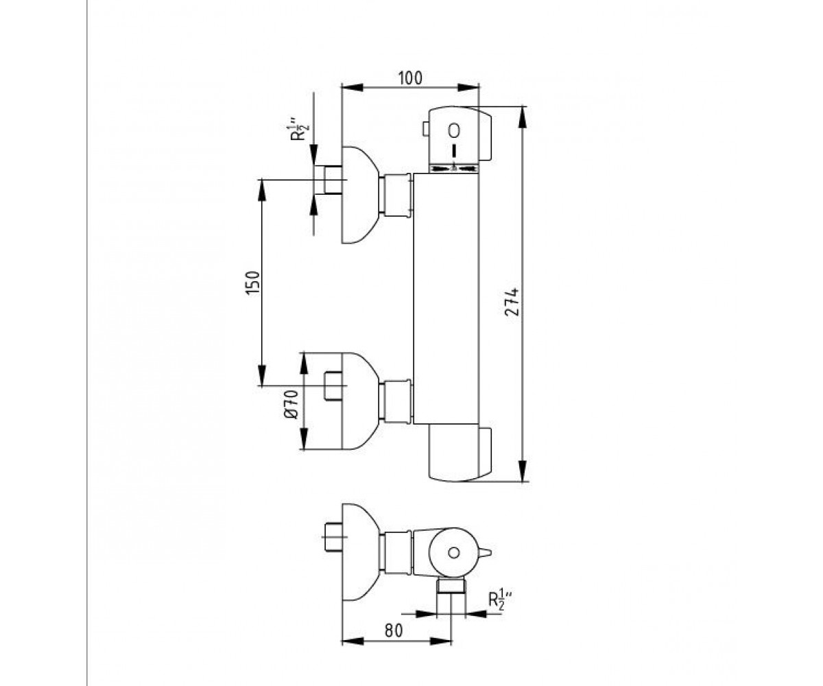 Термостатический смеситель для душа  THERMOSTATIC М 666 102102341:Чертеж 