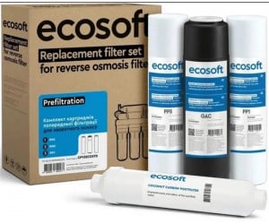 Постфільтр Ecosoft CHV2010ECOPKG + комплект картриджів CPV3ECOSTD 1-2-3 для фільтрів зворотного осмосу ECOSOFT  CHV2010ECOPKG+CPV3COSTD