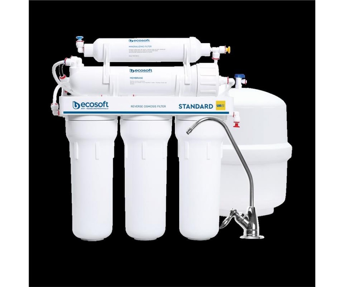 Фільтр зворотного осмосу Ecosoft Standard 5-50M PRO з мінералізатором, мембрана 50gpd, кран капля, дренаж 1:2 ECOSOFT  MO550MECOSTD MO550MECOSTD