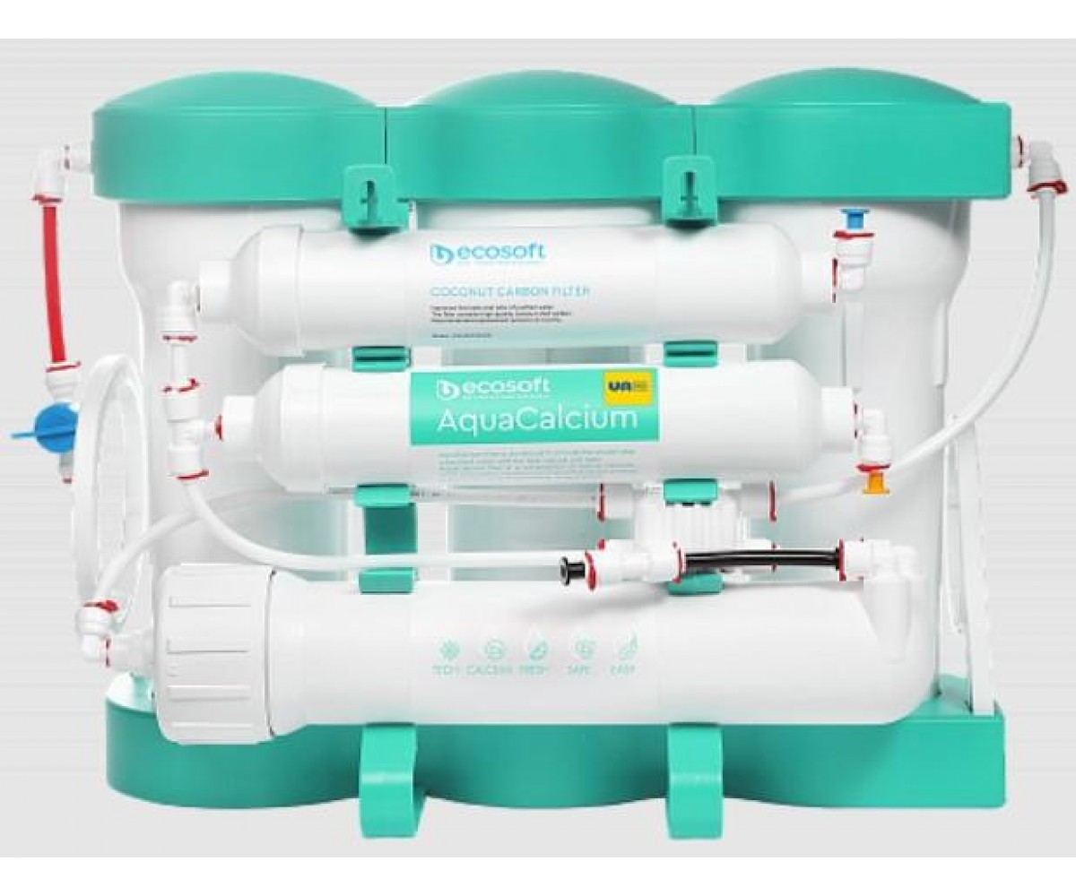 Фільтр зворотного осмосу Ecosoft P’URE AQUACALCIUM Mint, мембрана 75gpd DuPont, картридж AquaCalcium збагачує мінералами, дренаж 1:1 ECOSOFT  MO675PUR MO675PUREMACECO