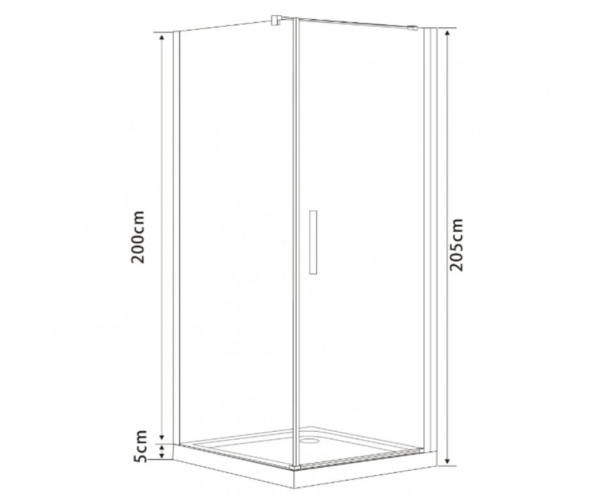 Кабина левая с поддоном 90х90 см  RUDAS 599-001/L 3 BOXES:Чертеж 