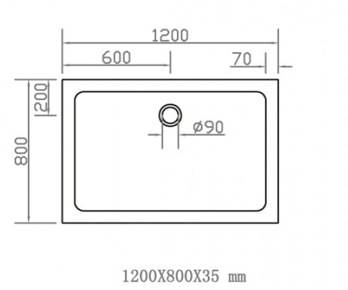 Мраморный прямоугольный поддон  SMC 599-1280S:Чертеж 