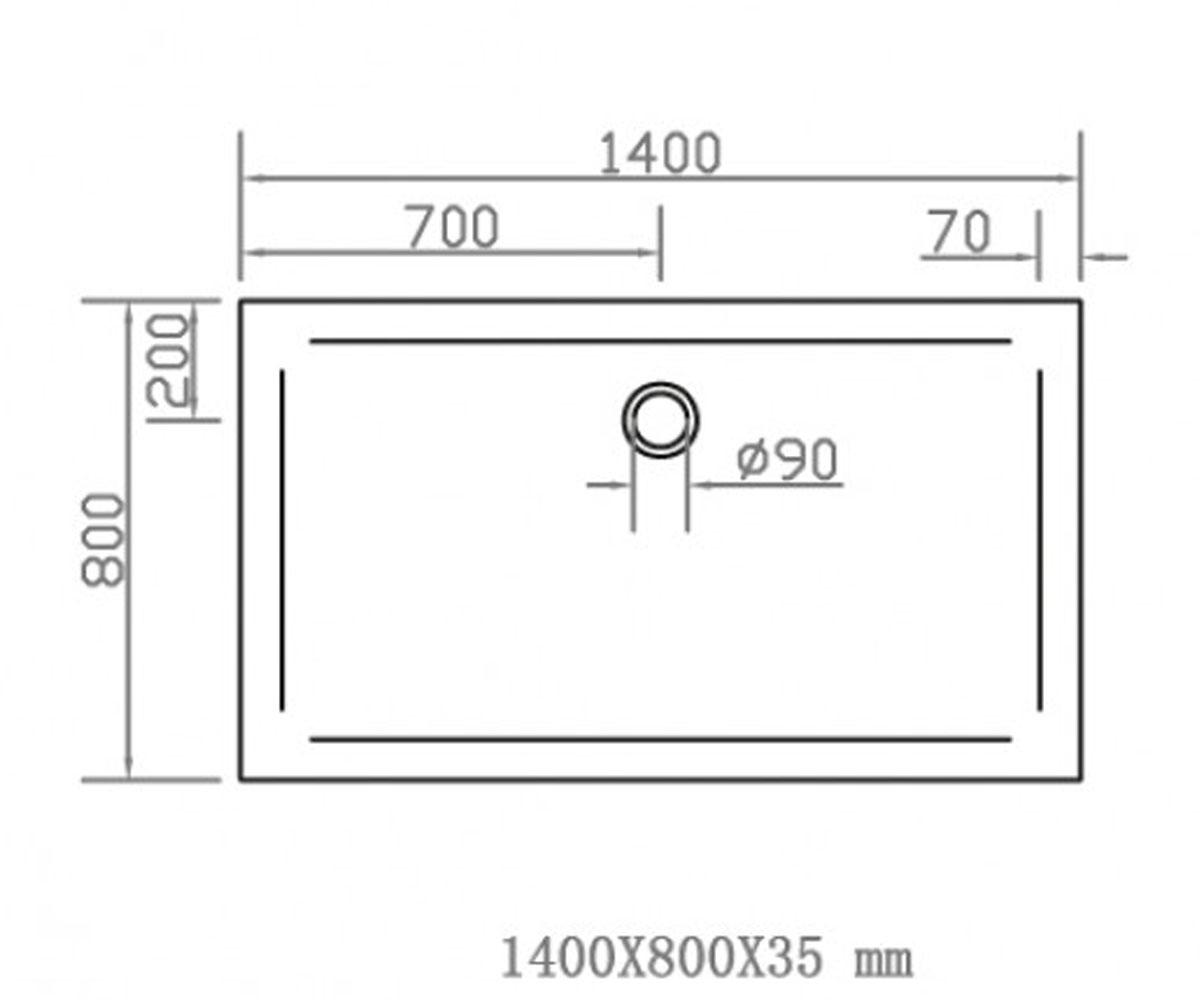 Прямоугольный поддон 140х80 см  SMC 599-1480S:Чертеж 