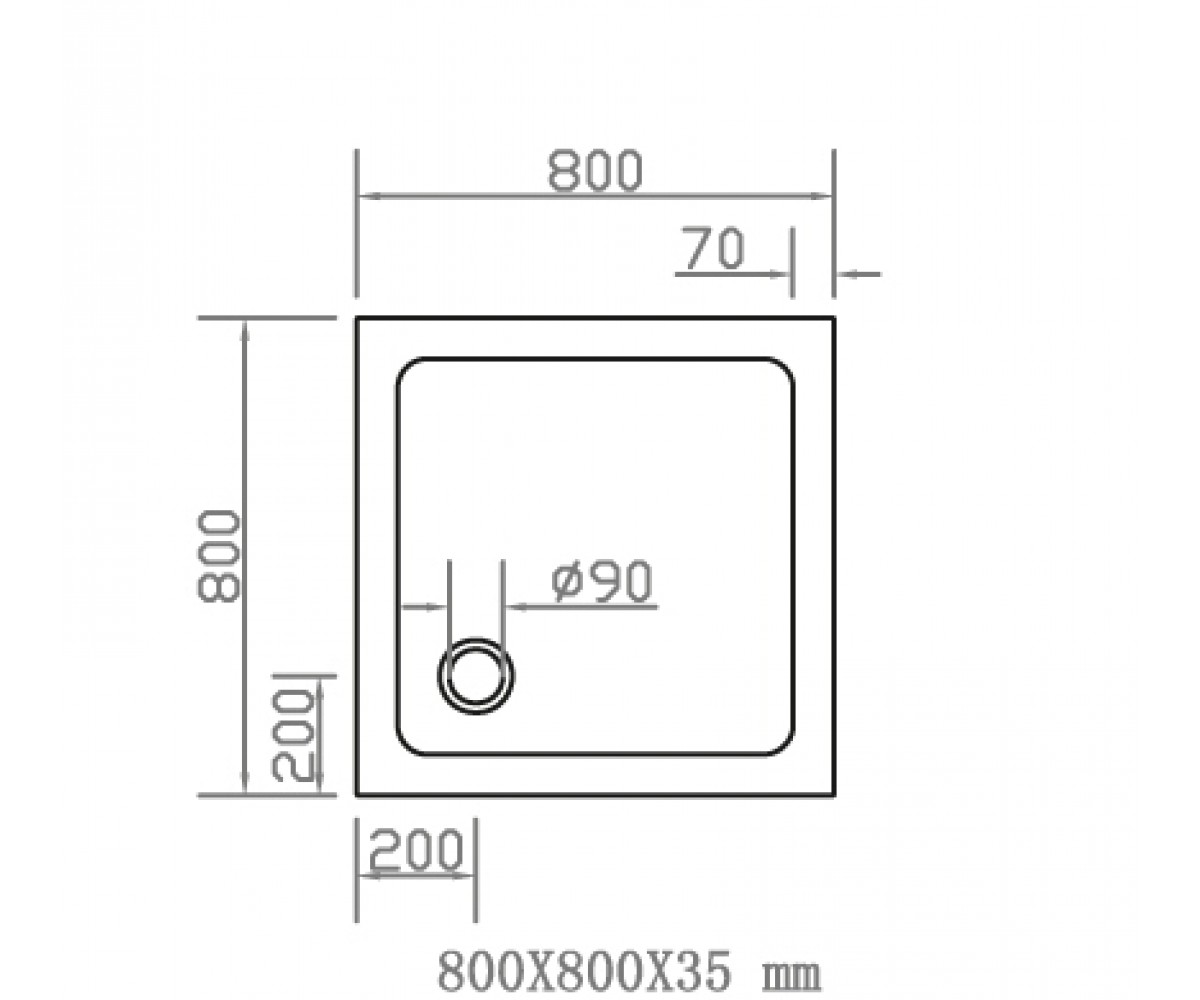 Квадратный поддон 80х80 см  SMC 599-8080S:Чертеж 
